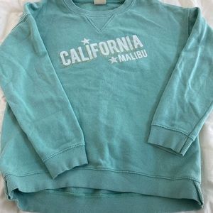 Zara girls teal california Malibu sweatshirt